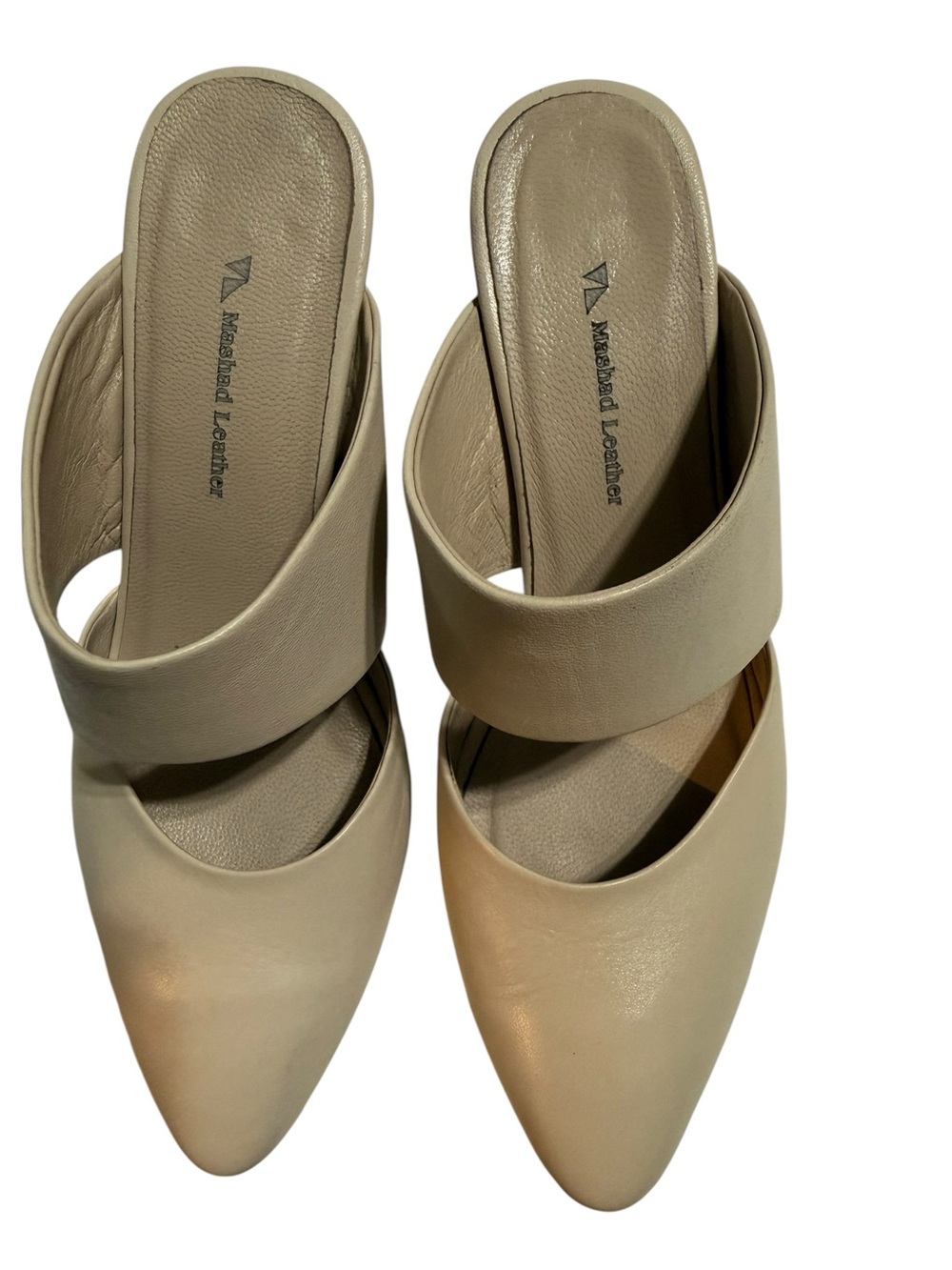 Mashad Leather Slide Mules in Beige
